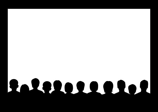 电影院里空荡荡的屏幕前人们的剪影图片下载