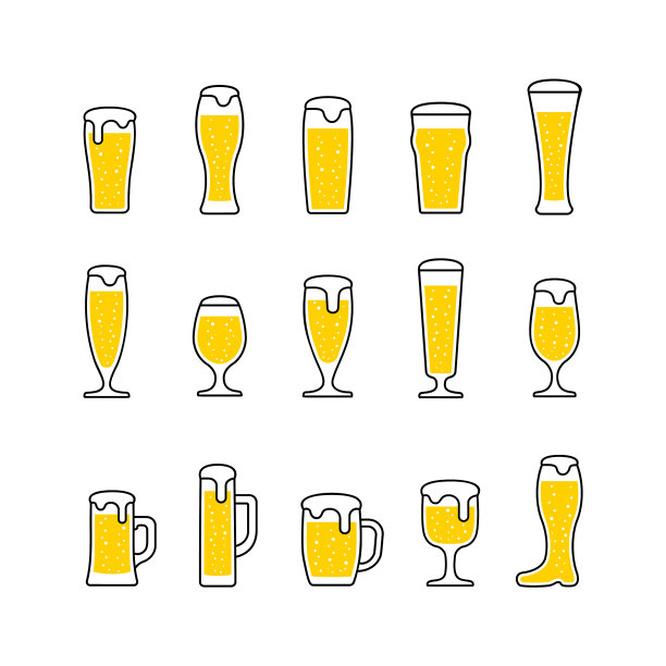 玻璃杯和马克杯里有气泡的啤酒图片下载