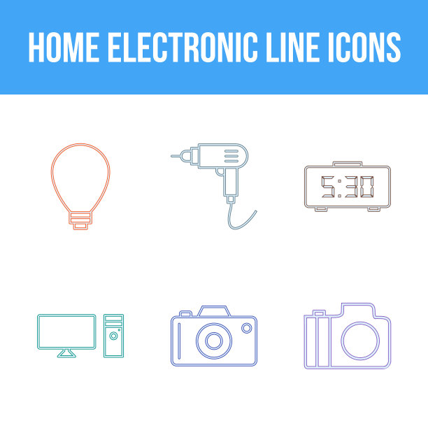 独特的家用电器图标集图片下载