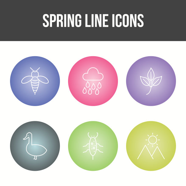 独特的弹簧图标集图片下载