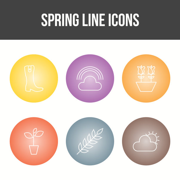 独特的弹簧图标集图片下载