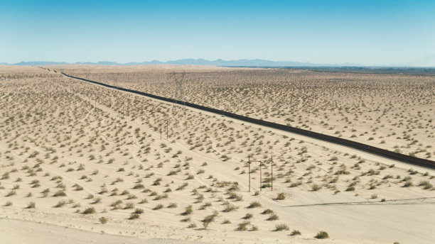 帝国沙丘附近的美墨边境墙-空中图片下载