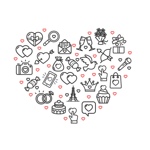 情人节爱情标志旗帜概念广告海报卡图片下载