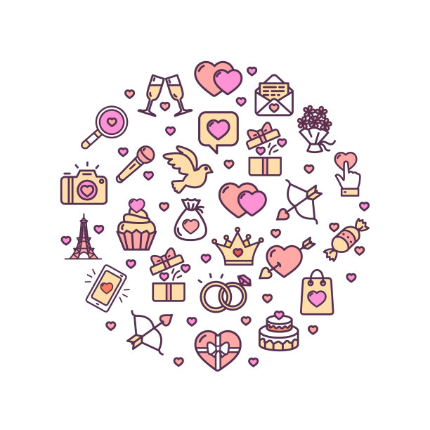 情人节爱情标志圆设计模板薄图片下载