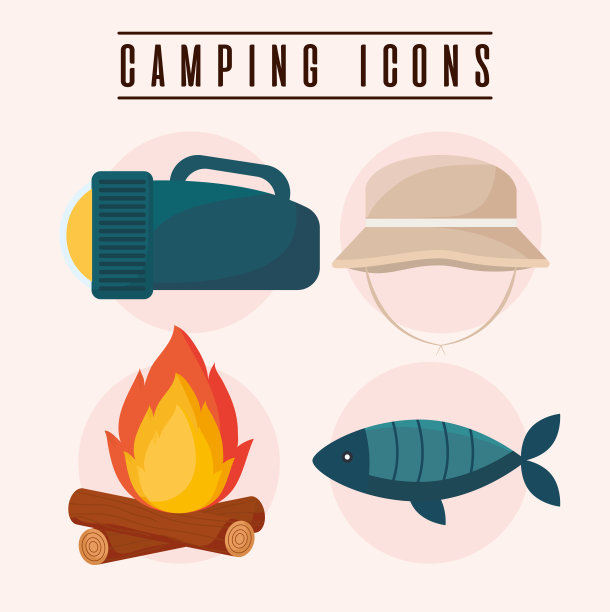 四个露营图标图片下载
