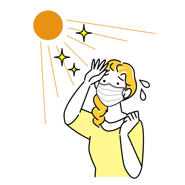 夏天戴口罩皮肤粗糙刺痛的女人插画图片下载