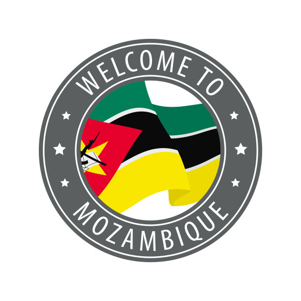 欢迎来到莫桑比克。灰色邮票和飘扬的国旗。图片下载