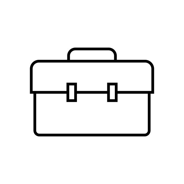 白色背景上的公文包线条图标矢量素材图片下载