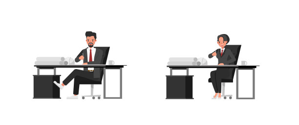 一组工程师人员工作的字符向量设计。表现在各种带有情感的动作中。图片下载