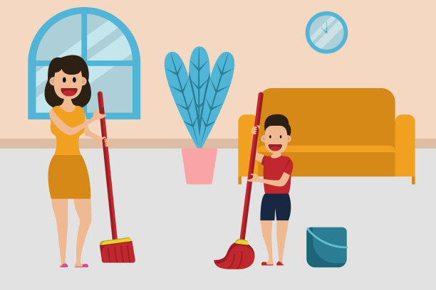 儿子和母亲一起做家务图片下载