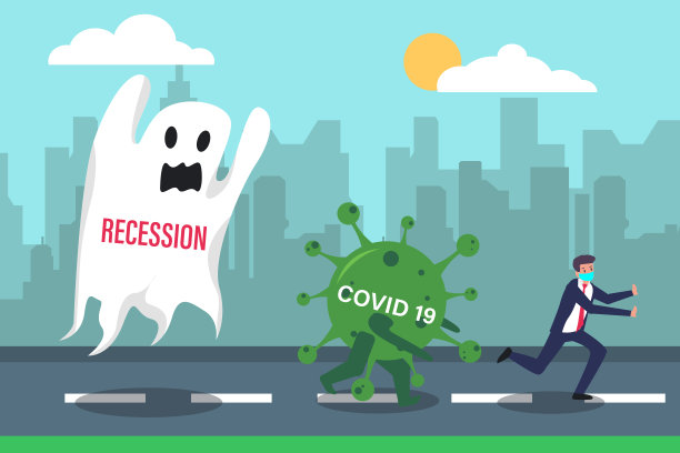 商人逃离冠状病毒和衰退图片下载