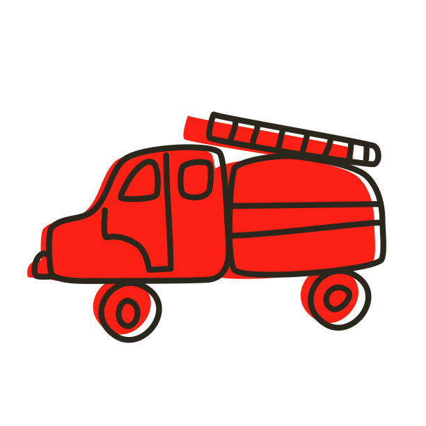 儿童消防车插图。图片下载