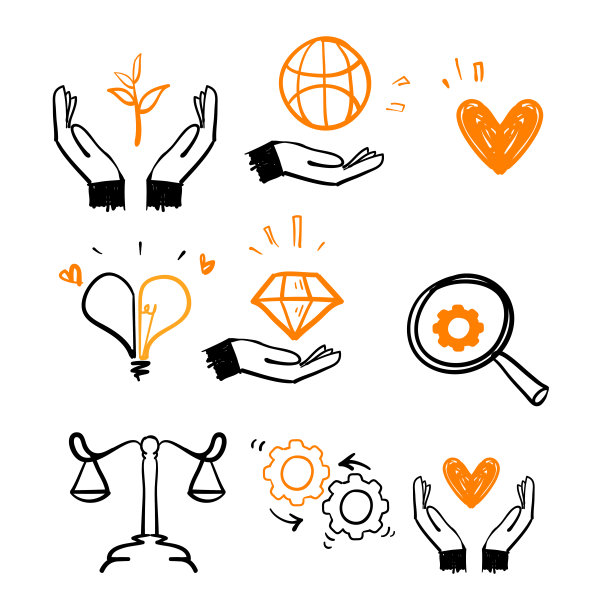 手绘涂鸦商业核心价值概念插图收集矢量孤立图片下载