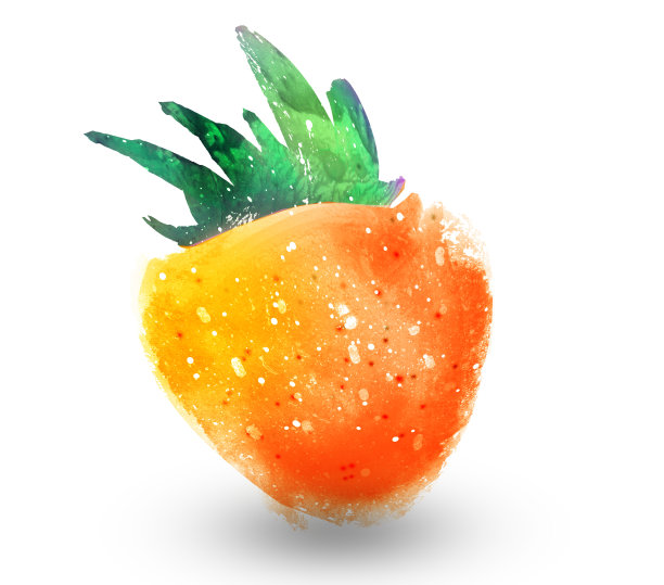 水彩草莓在白色的背景图片下载