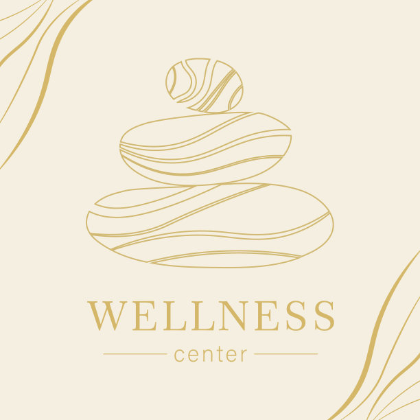 抽象向量标志石材标志。图标健康和水疗。创意极简主义手绘插画健康，水疗，泰式按摩。设计模板标志与符号天然石材。图片下载