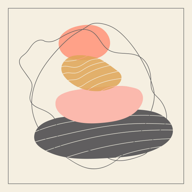 抽象矢量标志的石头标志。象征着健康和水疗。创意极简手绘插图的健康，水疗，泰式按摩。设计模板标志与象征天然石材。图片下载