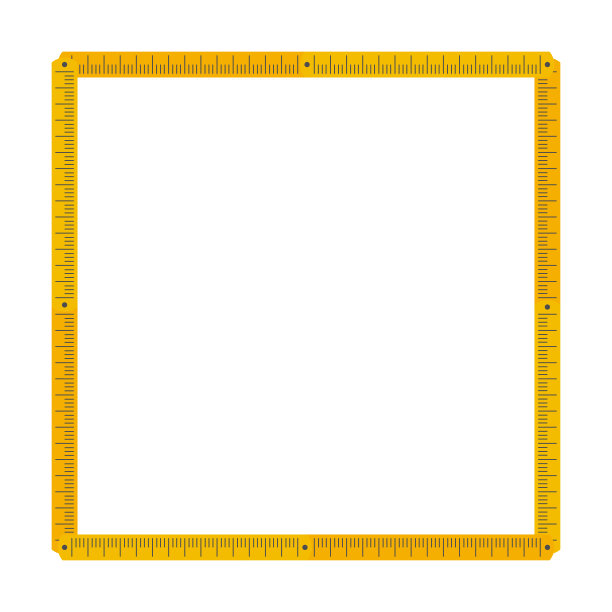 由黄色折尺制成的方形框架。平面风格矢量插图孤立在白色图片下载