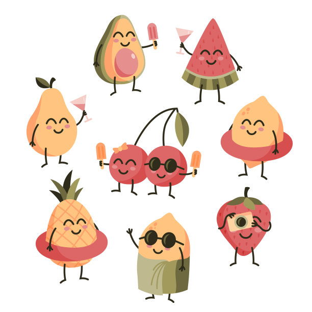 可爱夏日水果贴纸图片下载