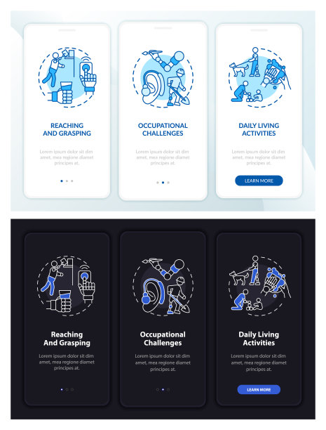 手臂假肢任务与概念登陆移动应用程序页面屏幕图片下载