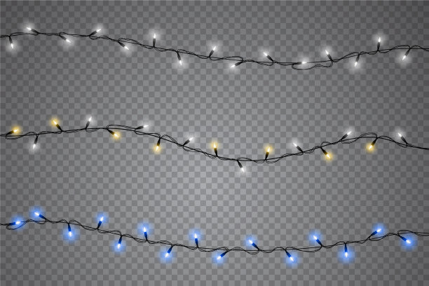 设置圣诞灯孤立现实的设计图片下载