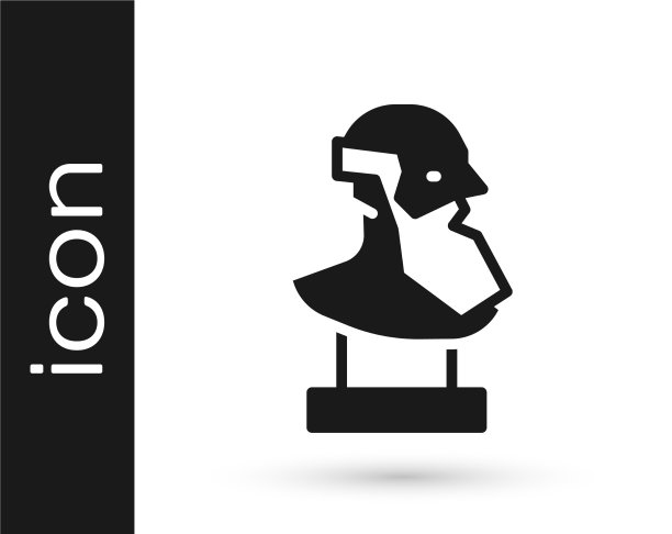 黑色古代半身像雕塑孤立上图片下载