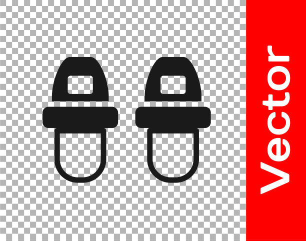 黑色酒店拖鞋图标隔离上透明图片下载