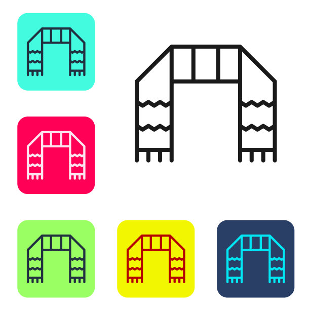 黑色线冬季围巾图标孤立在白色图片下载