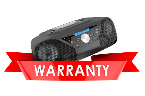 CD Boombox保修概念。3D渲染孤立的白色背景图片下载