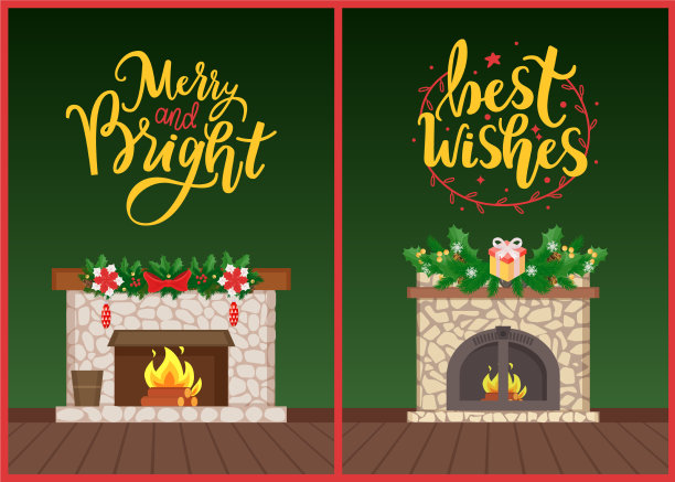 祝福壁炉装饰冬季假期图片下载