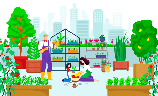 城市建筑中的城市花园图片下载