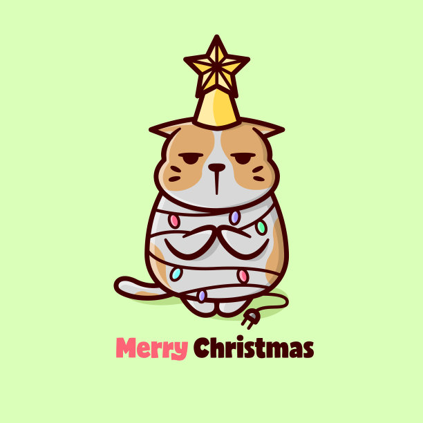 可爱的表情橙色的猫在圣诞节图片下载