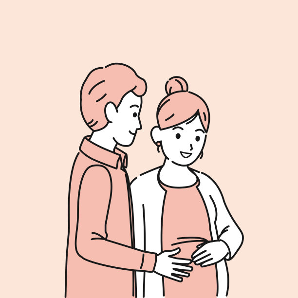 孕妇与丈夫插画图片下载