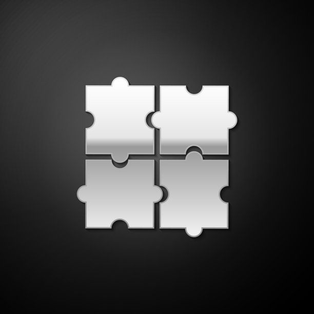 银片拼图图标孤立在黑色图片下载