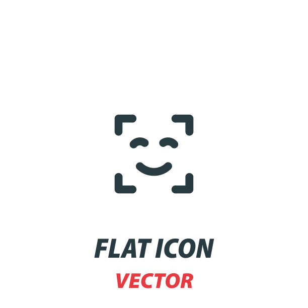 面部识别平面风格的面部id图标图片下载