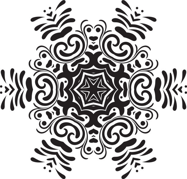 雪花曼荼罗单色图片下载