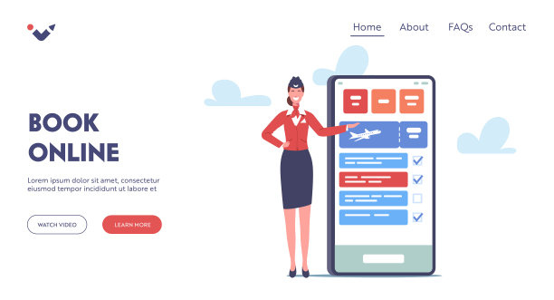 巨大的智能手机旁边有一个小小的空姐角色图片下载