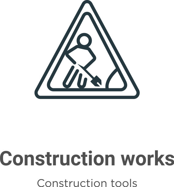 建筑工程轮廓图标细线黑色图片下载