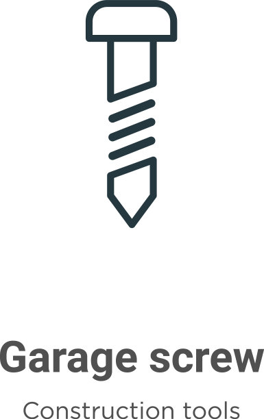 车库螺丝轮廓图标黑色车库细线图片下载