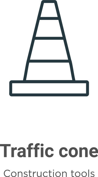 交通锥轮廓图标细线黑色交通图片下载