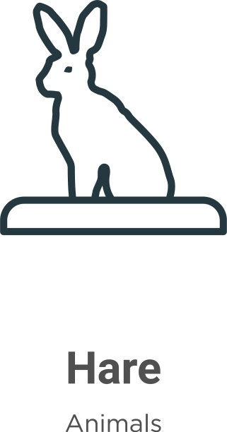 野兔轮廓图标细线黑野兔图标平图片下载