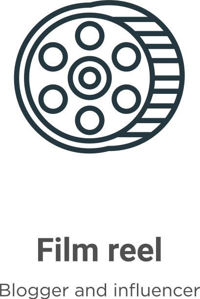 胶片卷轴轮廓图标细线黑色胶片卷轴图片下载