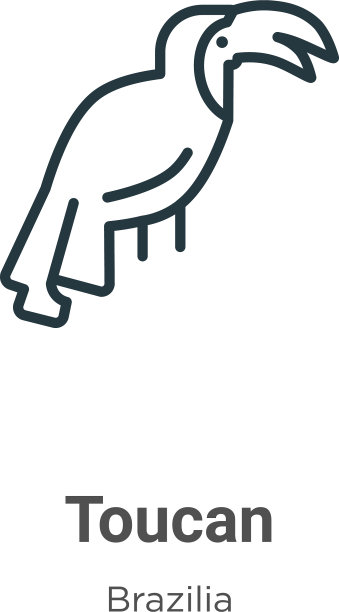 巨嘴鸟轮廓图标细线黑色巨嘴鸟图标图片下载