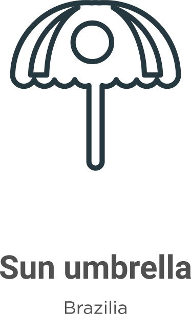 太阳伞轮廓图标细线黑太阳图片下载