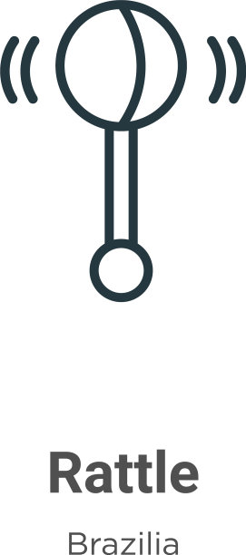 拨浪鼓轮廓图标细线黑色拨浪鼓图标图片下载