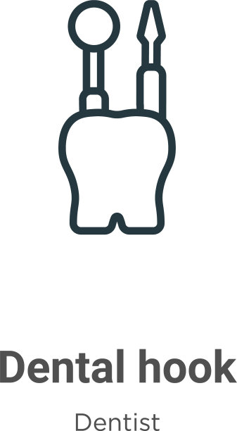 牙钩轮廓图标细线黑牙图片下载