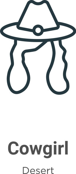 女牛仔轮廓图标细线黑色女牛仔图标图片下载