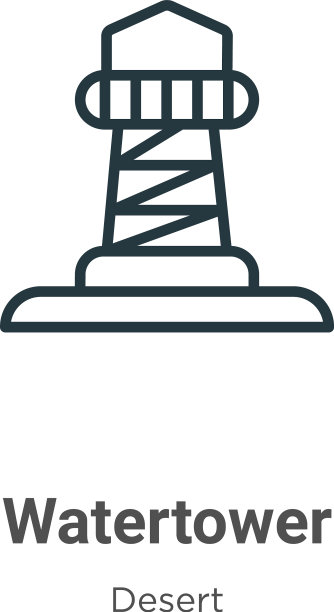 水塔轮廓图标细线黑色图片下载