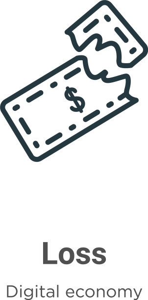 损失轮廓图标细线黑色损失图标平坦图片下载