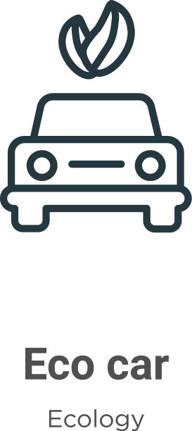 环保车轮廓图标细线黑色环保车图标图片下载