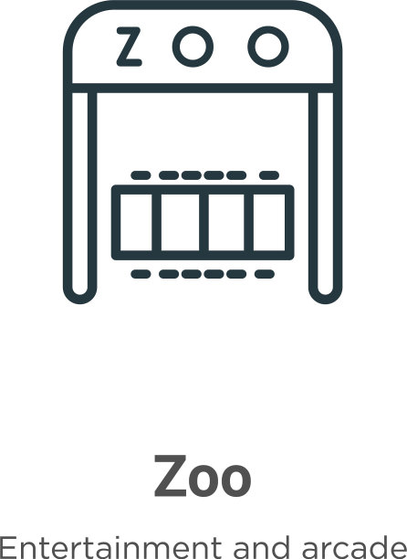 动物园轮廓图标细线黑色动物园图标平图片下载